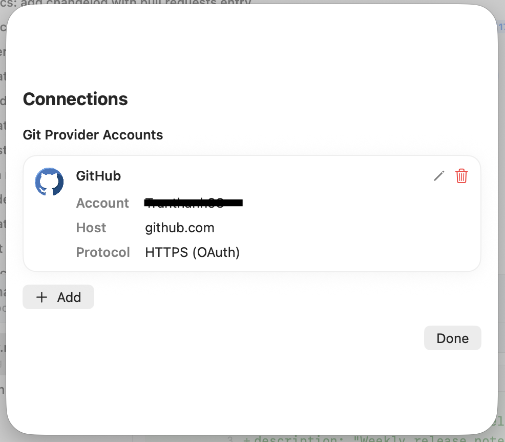 Manage existing accounts or add a new one
