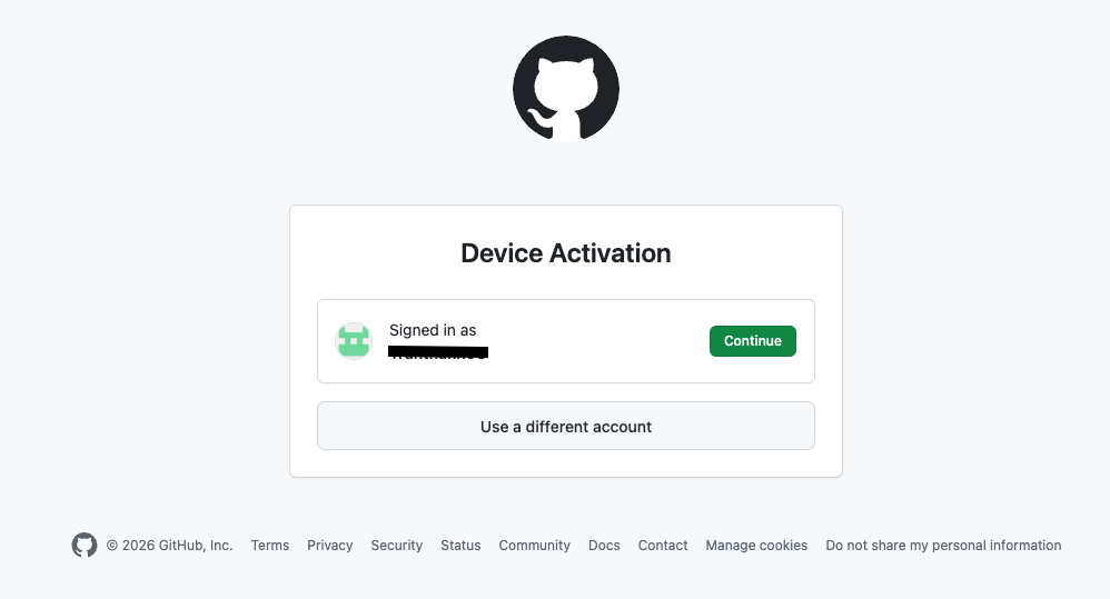 GitHub device activation sign-in page